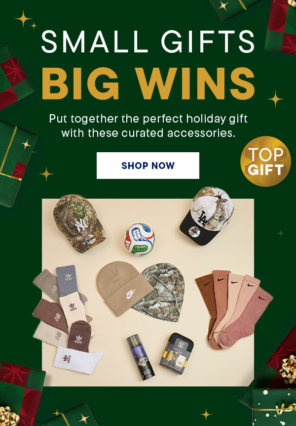 Champs Sports Small Gifts Big Wins holiday email creative.
