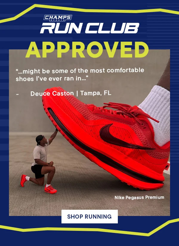 Champs Sports Run Club Approved Nike Pegasus creative.