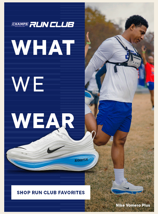 Animated Champs Sports Run Club What We Wear email creative.