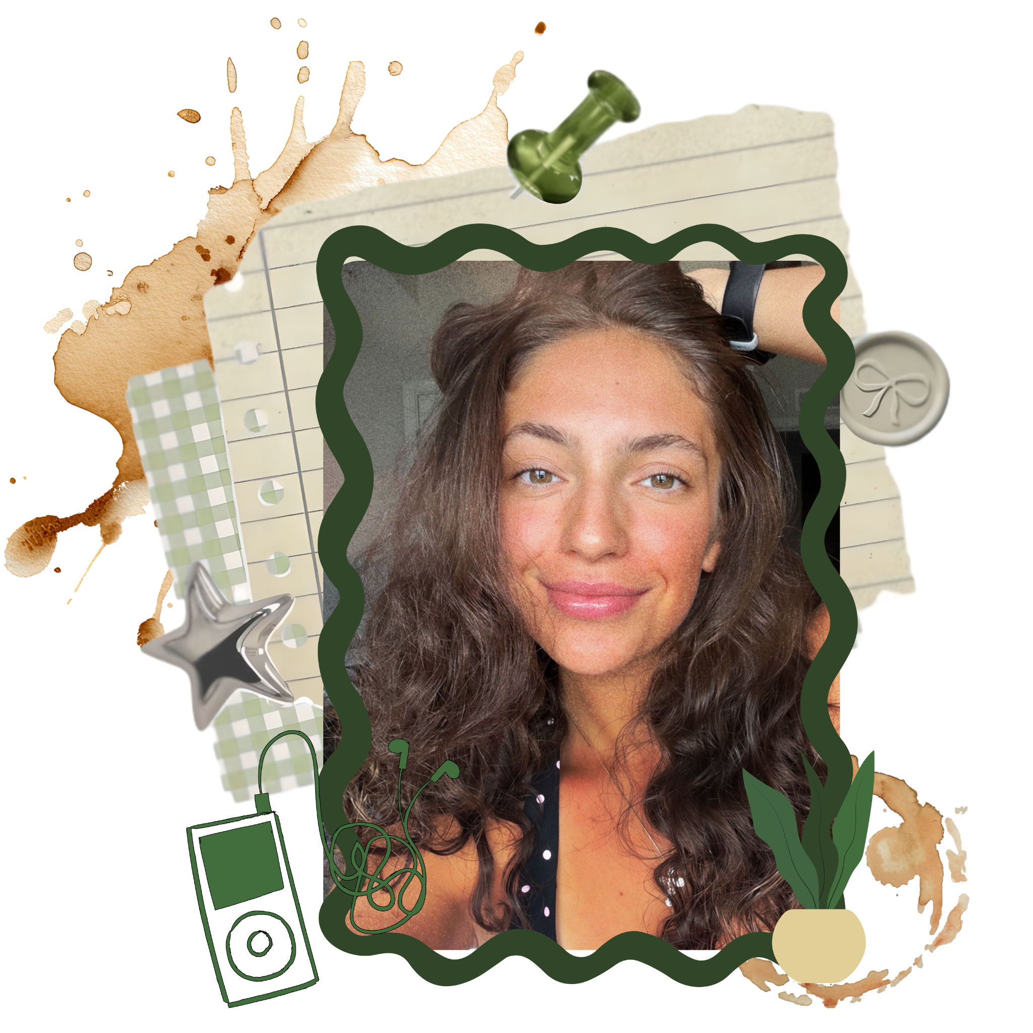 Collage-style hero portrait of Isabel Virilli