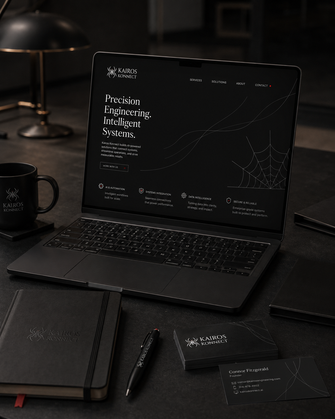 Kairos Konnect digital brand application shown on a laptop.