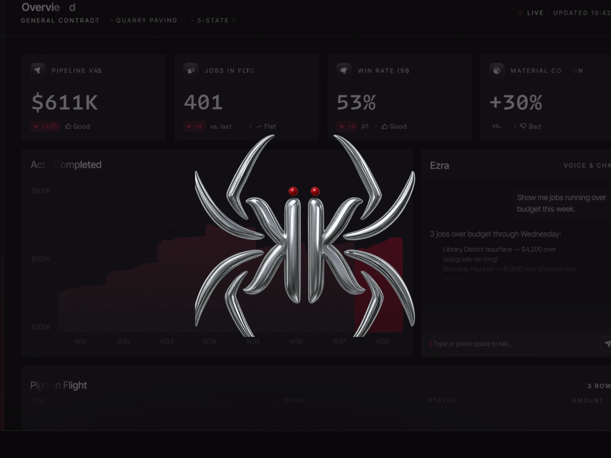 Kairos Konnect black spider icon hero artwork on a dark background