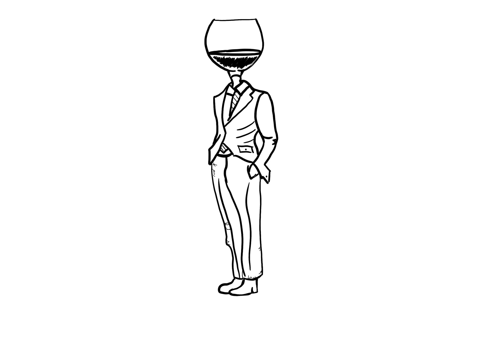 Original hand-drawn Winehead illustration for Sip Society.